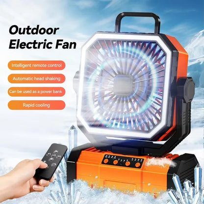 20000mAh Rechargeable Camping Fan - 360° Rotating Hanging Tent Fan with Hook for Outdoor, Fishing & Desk Use