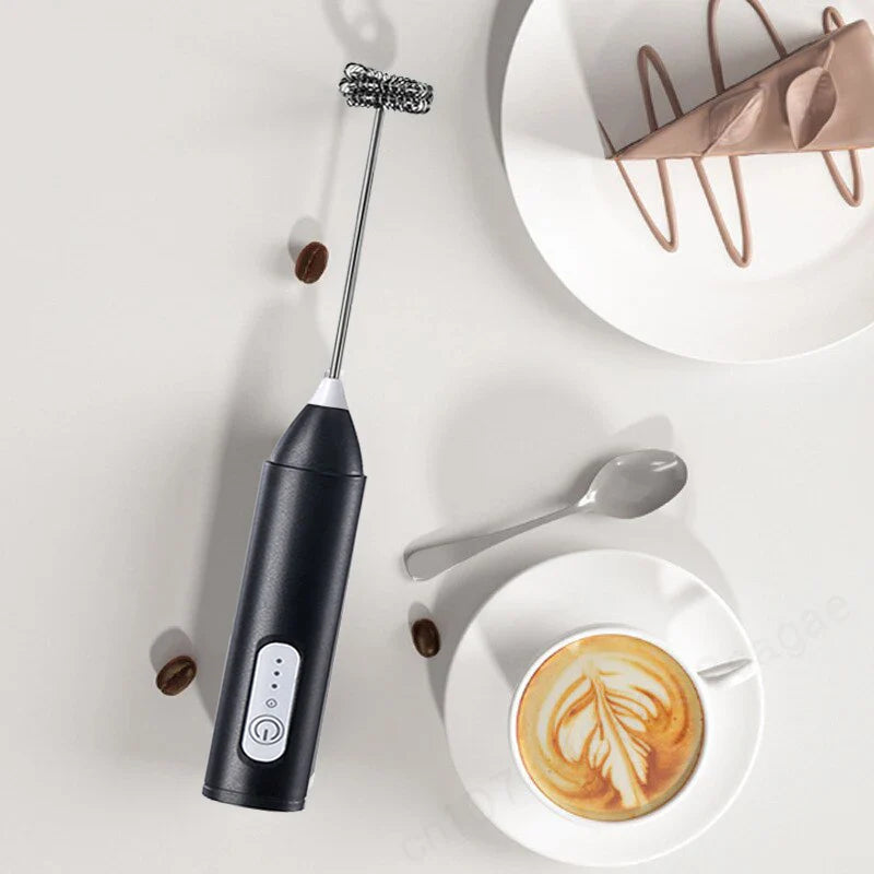 Electric Handheld Coffee Milk Frother & Creamer Whisk – Automatic Egg Beater Mixer for Kitchen, Latte & Foam Drinks