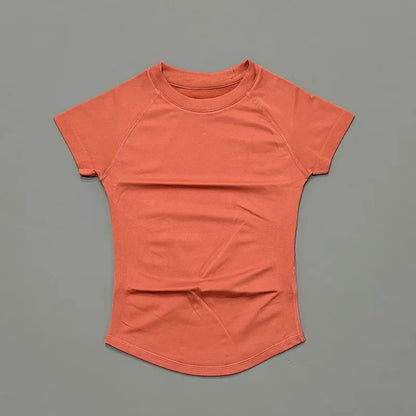 Women’s Seamless Sports Top – Short Sleeve Slim Fit Yoga & Gym Running Fitness Activewear T-Shirt Athletic Workout Tee