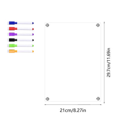 Clear Acrylic Magnetic Calendar — Reusable Dry Erase Board for Home, Monthly & Weekly Planning, Fridge Message Organizer