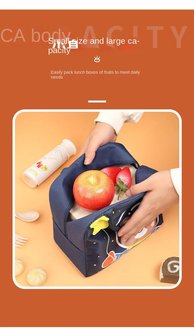 Cartoon Children’s Lunch Bag – Thermal Insulated, Waterproof Oxford Cloth Tote with Aluminum Film, Portable and High-Quality