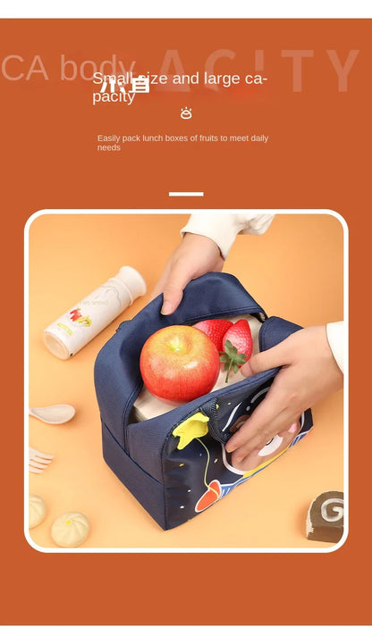 Cartoon Children’s Lunch Bag – Thermal Insulated, Waterproof Oxford Cloth Tote with Aluminum Film, Portable and High-Quality