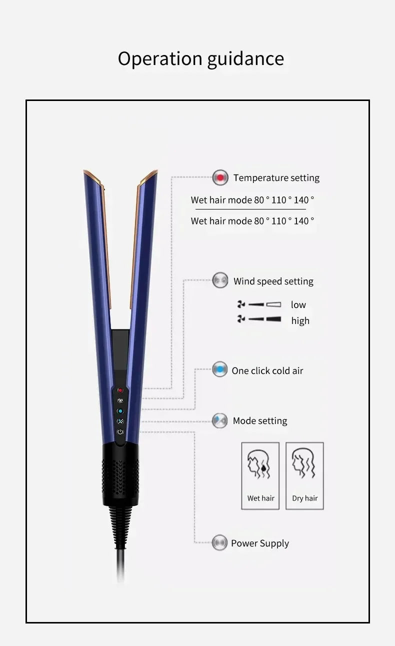 2-in-1 Professional Negative Ion Hair Straightener & Dryer – Heat-Up Flat Iron Styling Tool