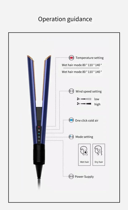 2-in-1 Professional Negative Ion Hair Straightener & Dryer – Heat-Up Flat Iron Styling Tool