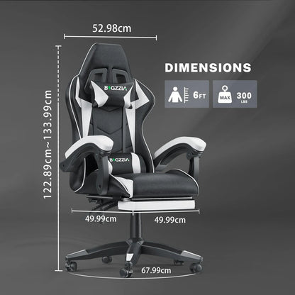 Gaming Chair with Footrest – Ergonomic Gamer Chair with Lumbar Cushion, Headrest, and Height Adjustable for Computer