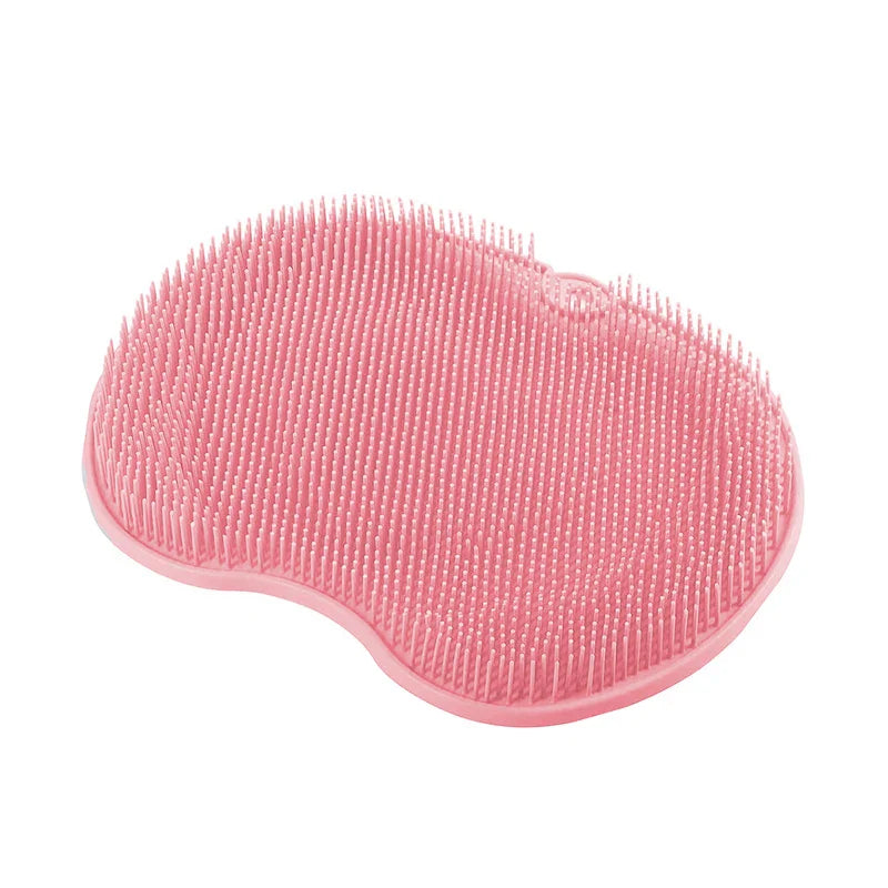 Silicone Back Brush with Non-Slip Shower Mat - Bath Massage Foot Exfoliating Brush Pad with Suction Cups