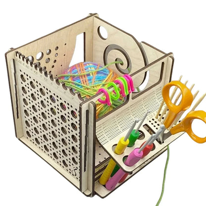 DIY All-in-One Wooden Yarn Bowl – Crochet Organizer & Knitting Storage Dispenser, Ideal for Yarn and Thread