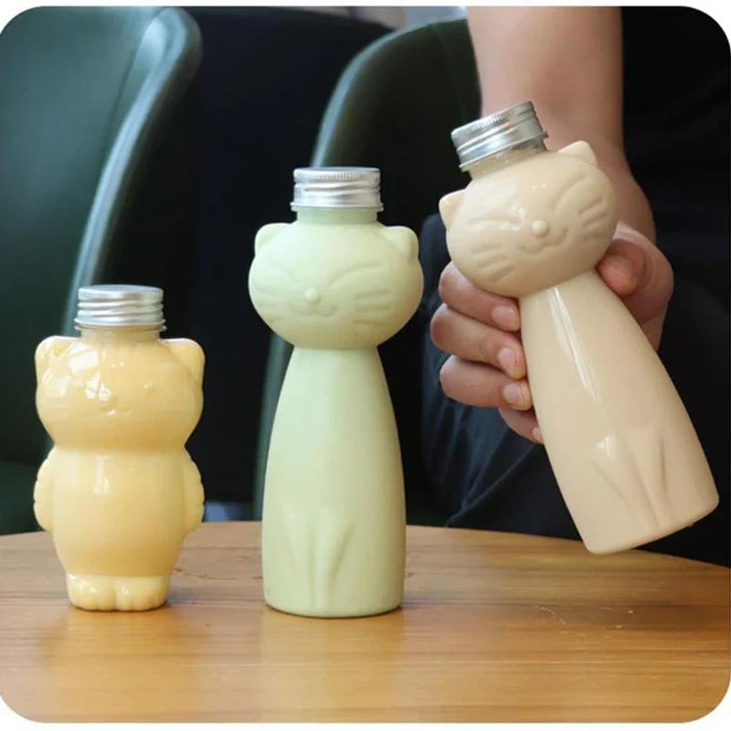 Cute Cat Shaped Water Bottle – Portable BPA-Free Drinking Cup for Milk Tea, Coffee & Juices