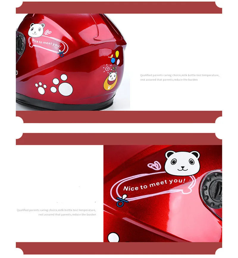 New Cute Children’s Full Face Helmet – Safety Bike & Motorcycle Helmet for Kids, Adjustable for Outdoor Sports, Four Seasons Protection