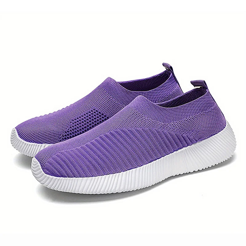 Women’s Slip-On Sock Sneakers – Breathable Flat Casual Vulcanized Sports Shoes Zapatillas