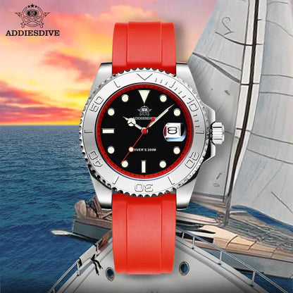 ADDIESDIVE 41mm Men’s Quartz Dive Watch – Rotatable Bezel, Stainless Steel, Luminous BGW9, Rubber Strap, 200m Water Resistant