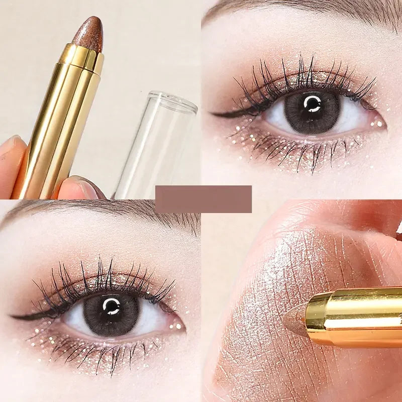 Double-Sided Eyeshadow Stick – Highlighter & Brightening Pen with Pearly Glitter & Matte Finish