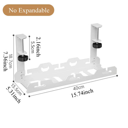 Telescopic Under-Desk Storage Rack – Metal Cable Management Tray for Home and Office, No-Punch Wire Organizer
