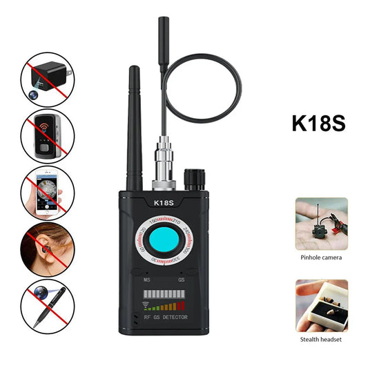 K18S Reverse Camera & GPS Signal Detector – GSM Audio Bug Finder RF Tracker Anti-Spy Scanner Security Device