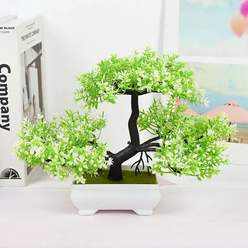 Artificial Bonsai Plants - Small Tree Pot, Fake Plant Flowers for Home, Room, Table Decoration, Hotel, and Garden Decor