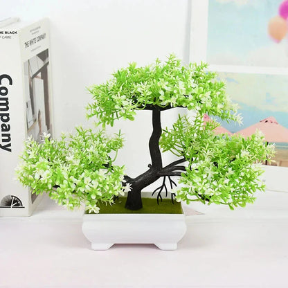 Artificial Bonsai Plants - Small Tree Pot, Fake Plant Flowers for Home, Room, Table Decoration, Hotel, and Garden Decor