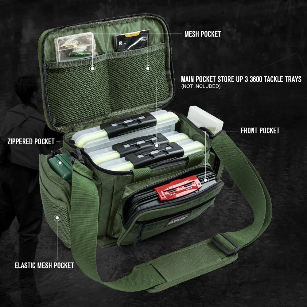 Goture Shoulder Crossbody Fishing Bag - Durable 600D Oxford Fabric, Men High Capacity Storage for Outdoors