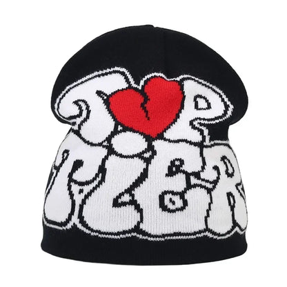 Y2K Letter Knitted Beanie Cap – Unisex Winter Autumn Warm Ski Skullcap, Hip Hop Streetwear Ear Cover Hat for Men & Women