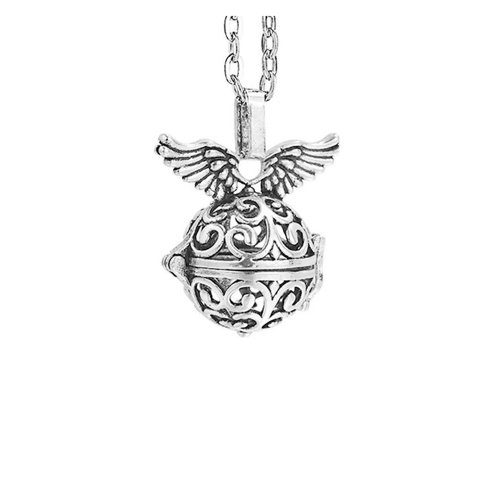Vintage Mexico Angel Ball Chime Necklace – Antique Locket Aromatherapy Essential Oil Diffuser