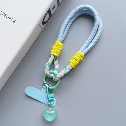Universal Braided Phone Lanyard Strap - Cartoon Star Detachable Wrist Cord with Patch Hanging Chain Ring for Mobile Phones