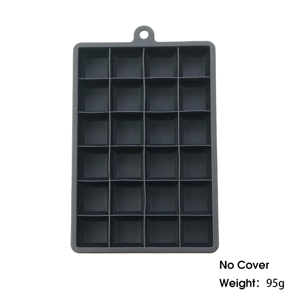 24-Hole Silicone Ice Tray — Square Mold for Ice, Food, Cheese, Jelly, with or without Lid