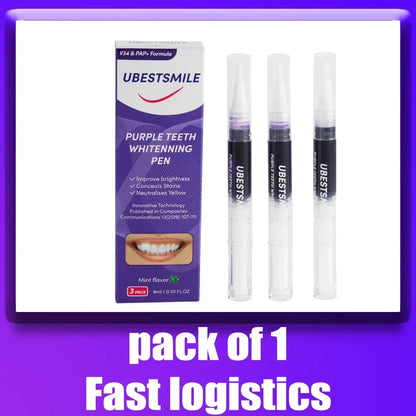 Purple Teeth Whitening Pen - Stain Removal Toothpaste Treatment for a Brighter Smile & Fresh Oral Care