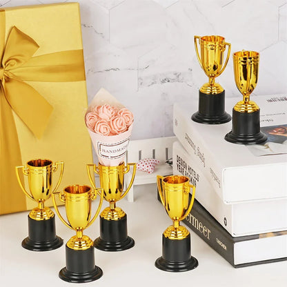 6/12PCS Gold Plastic Trophy Prizes – Kids Birthday Party Favors, Kindergarten Rewards, Pinata & Easter Party Fillers