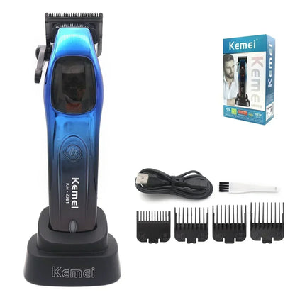Kemei 2361 Professional Hair Clipper – 10000RPM Magnetic Motor, DLC Blade, Base Charger, Hair Trimmer for Men
