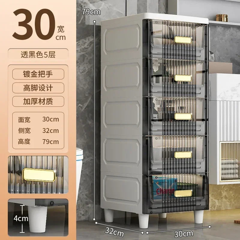 Transparent Bathroom Storage Cabinet – Luxury Visible Light Floor-Mounted Dustproof Narrow Organizer