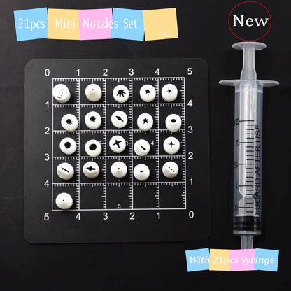 21pcs / 13pcs Mini Nozzle Tips Set - Pottery Clay & DIY Mini Dessert Cake Piping Tools