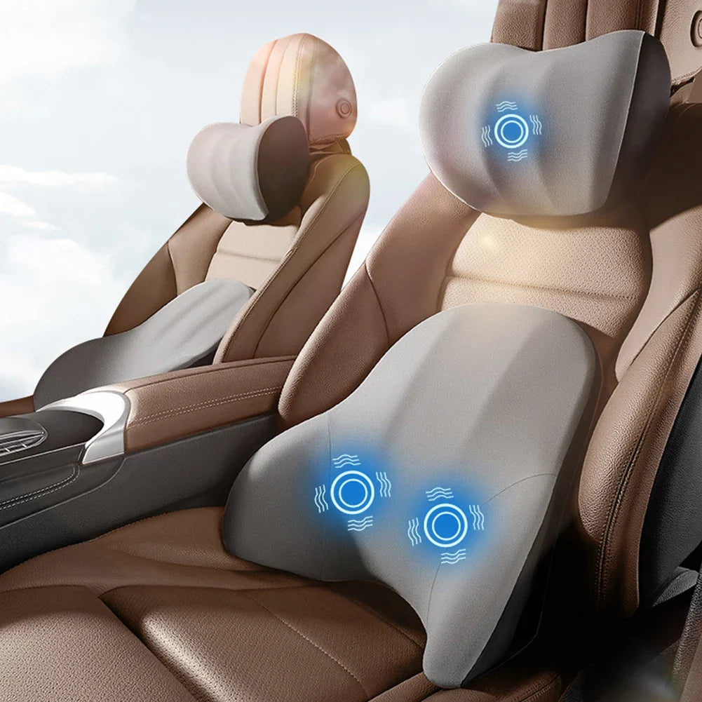 Electric Car Lumbar & Neck Massage Pillow | Single Headrest Vibration Cushion for Seat Support