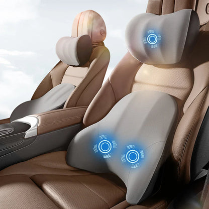 Electric Car Lumbar & Neck Massage Pillow | Single Headrest Vibration Cushion for Seat Support