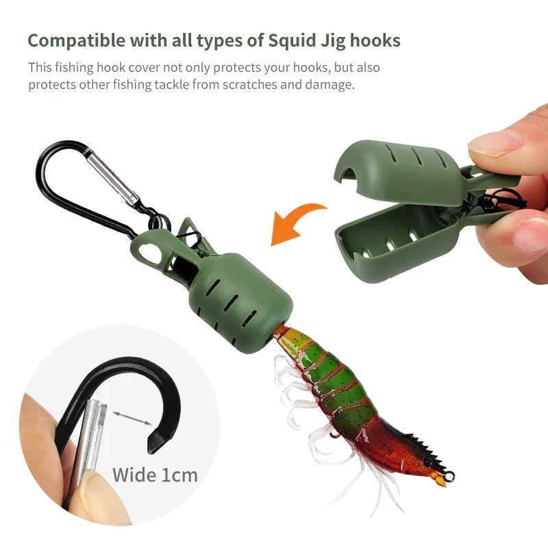 Squid Jig Bait Protector Kit - 6-Piece Octopus Egi Hook Covers with Carabiner