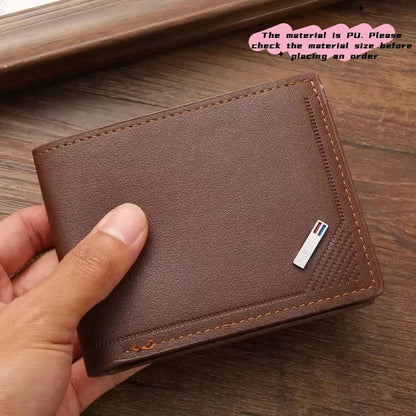 Men’s Slim Leather Wallet – Minimalist Foldable Short Wallet in Soft Genuine Leather for Everyday Carry & Card Holder Convenience
