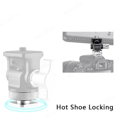 Mini Monitor Mount Holder – Adjustable Tripod Head with Cold Shoe Adapter for Flash, Microphone & Fill Light