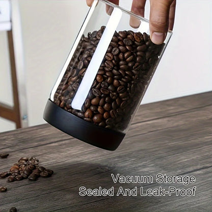 Coffee Bean Vacuum Sealed Glass Jar — Light-Proof, Airtight Container for Food, Grains, Candy & Moisture-Proof Storage