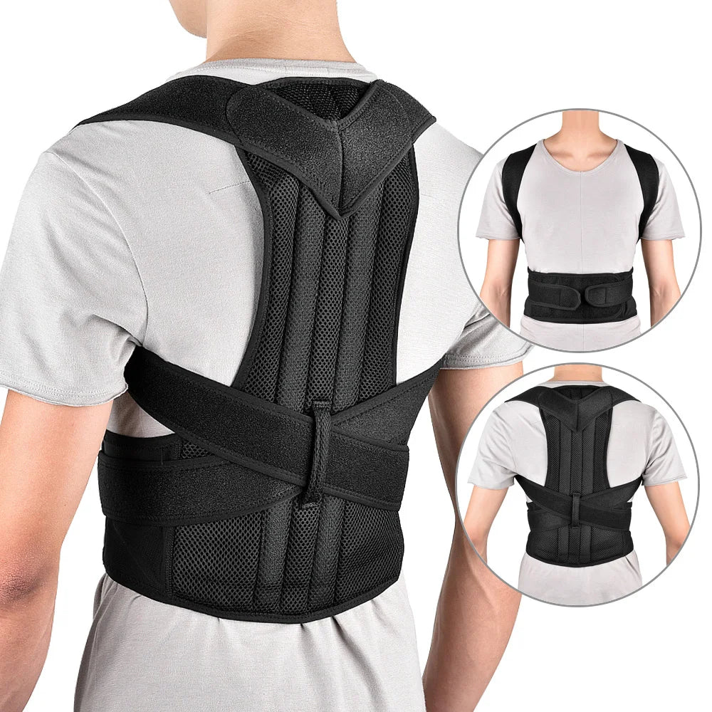 Adjustable Back & Shoulder Posture Corrector Belt — Clavicle & Spine Support Brace for Upper & Lower Back Pain Relief and Body Reshaping