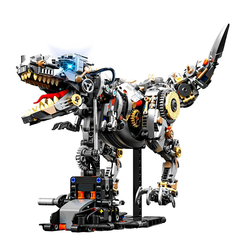 Mechanical Animal Building Blocks – T-Rex, Whale, Parrot, Devil Ray & Shark Model with Lights for Kids & Adults