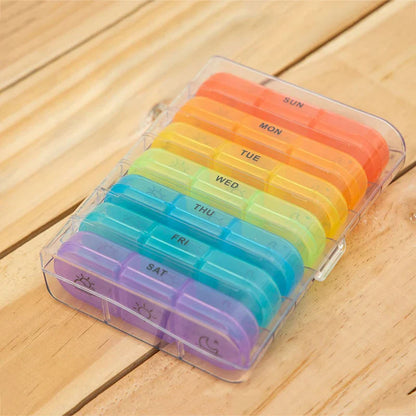 Weekly Pill Organizer – 21/3 Grid Black Plastic Medicine Storage Box, Portable Pill Case