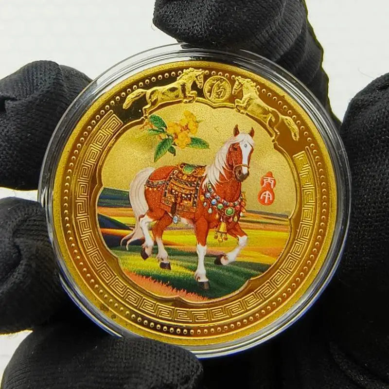 2026 Year of the Horse Chinese Commemorative Coin – Lucky Animal Metal Collectible New Year Souvenir Gift