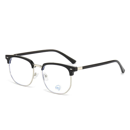 XJiea 2024 Photochromic Blue Light Blocking Glasses – Semi-Rimless Rectangle Eyewear for Men & Women, Office & Computer Use