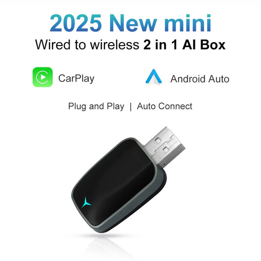 2025 2-in-1 Wireless CarPlay AI Box – Convert Wired CarPlay to Wireless with Android Auto, Plug and Play