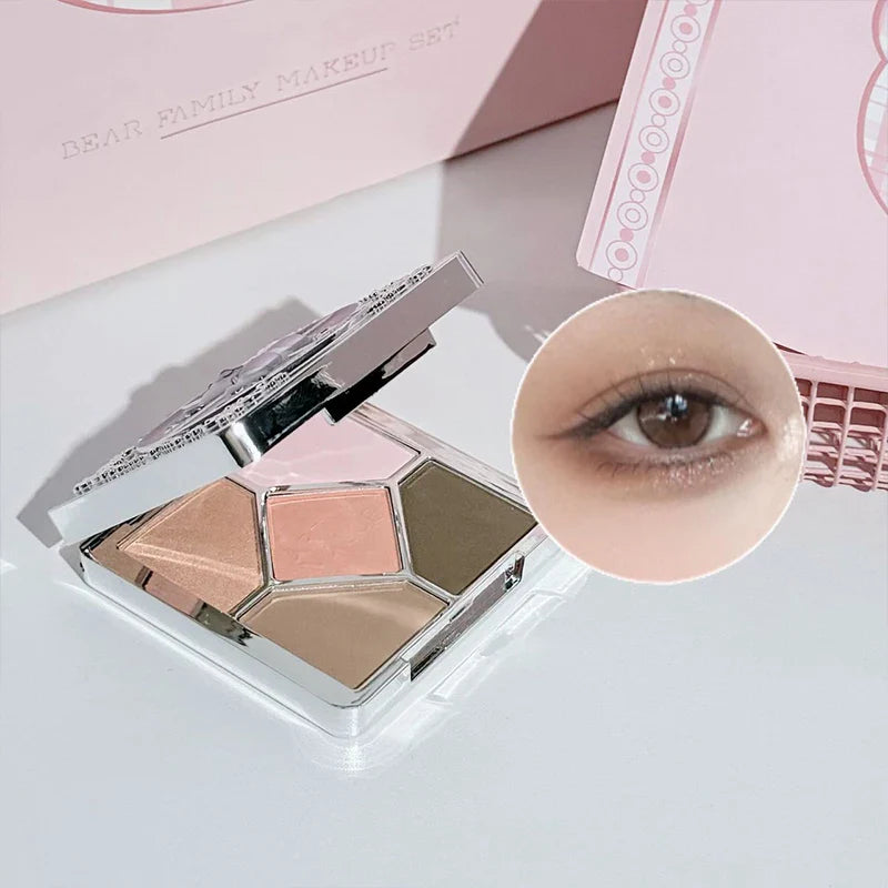 ART VALUE 7PC Makeup Set – Lip Mud, Pressed Powder, Blush, Eyeshadow Palette & Necklace Beauty Kit