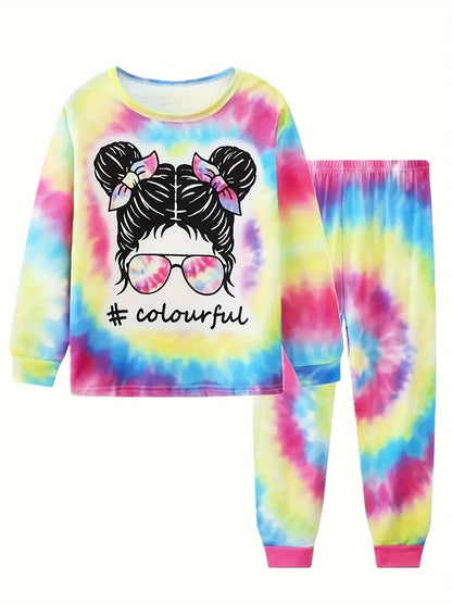 Girls Unicorn Cartoon Pajama Set – Long Sleeve Two-Piece Sleepwear for Kids