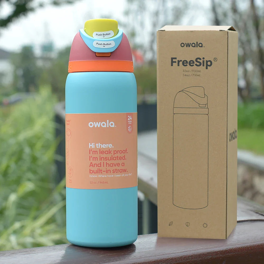 Owala Insulated Stainless Steel Water Bottle with Straw – BPA-Free Sports Bottle (24oz/32oz) for Travel