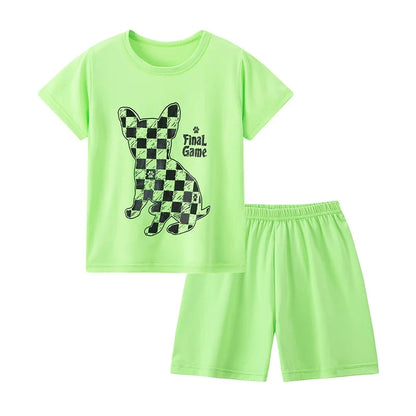 Kids' 2-Piece Summer Outfit Set - Cute Short Sleeve Top and Shorts for Boys & Girls