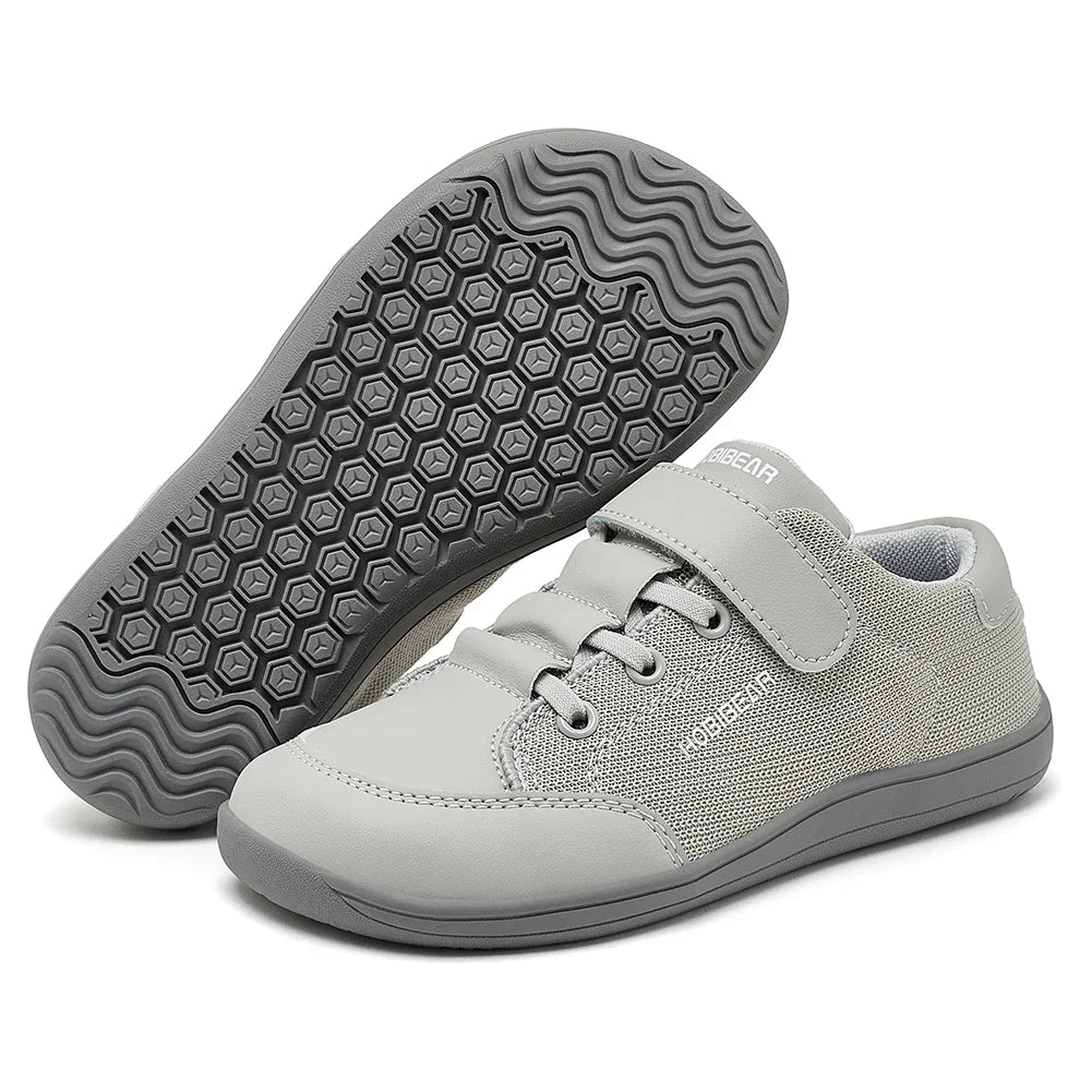 HOBIBEAR Kids Barefoot Shoes – Wide Toe Minimalist Sneakers for Boys & Girls, Lightweight Hook Loop, Mesh & Artificial Leather