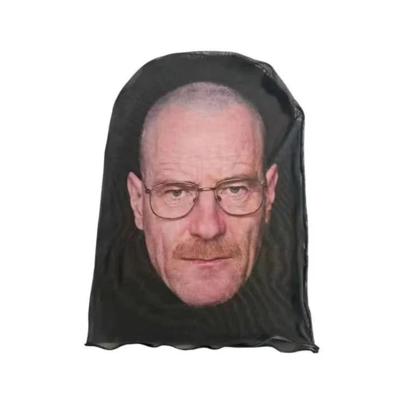 3D Printed Full Face Mask – Elastic Mesh Cosplay Hood for Men & Women, Party & Novelty Costume Prop
