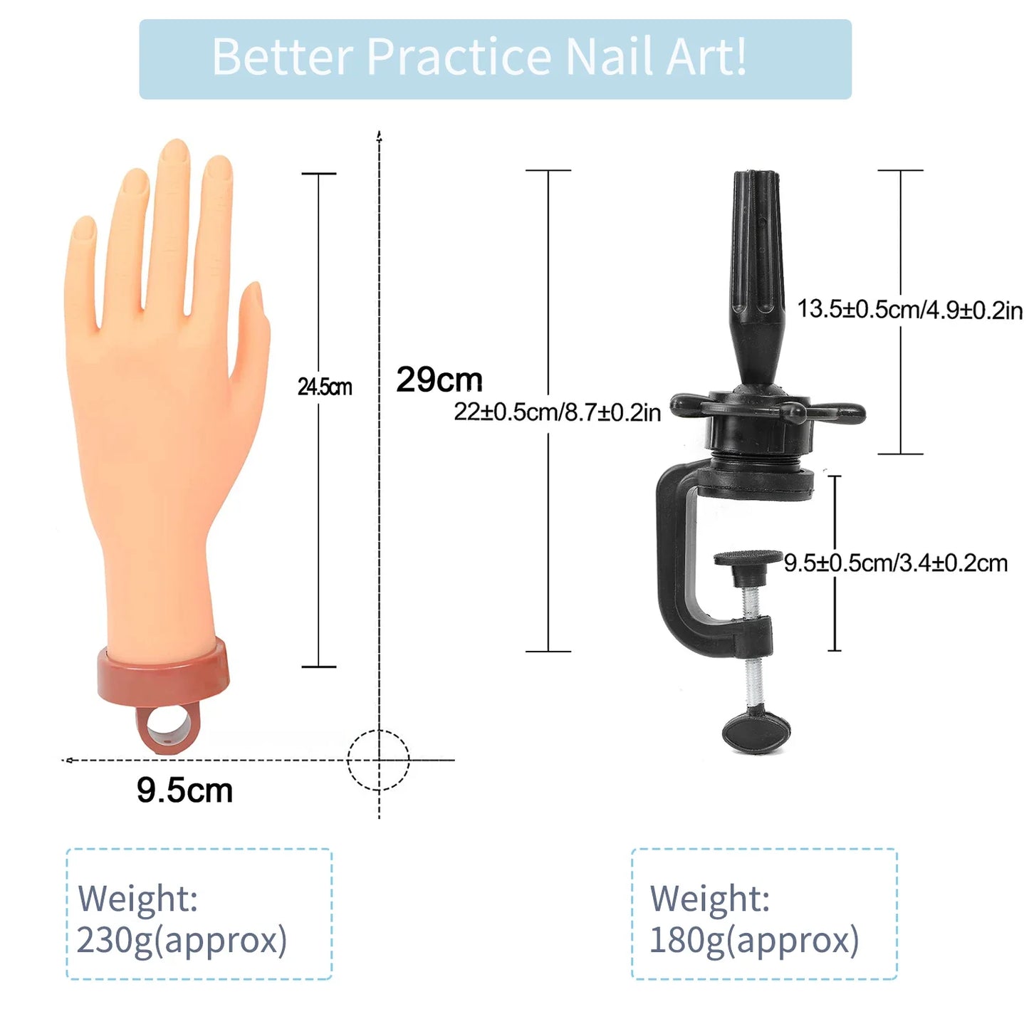 Nail Art Practice Hand – Flexible Adjustable Fake Finger Model for Manicure Training & Display