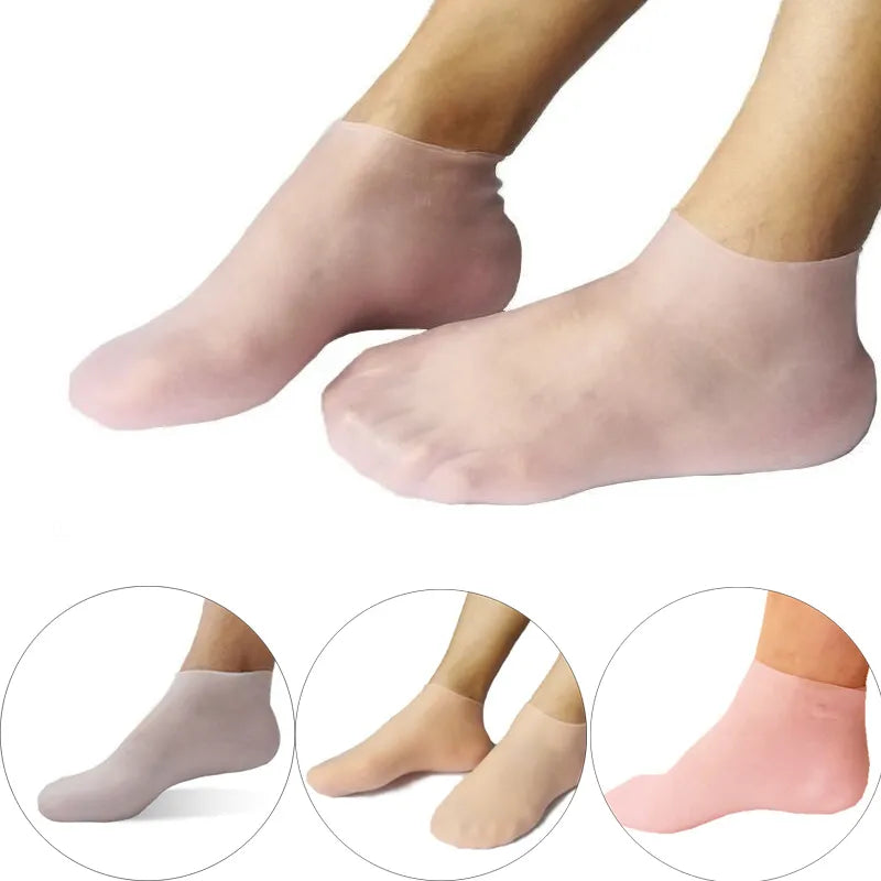 2Pcs Silicone Foot Care Socks - Moisturizing Gel Socks for Cracked Skin, Pain Relief, and Dead Skin Removal - Pedicure Tools Included